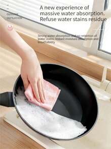 1盒淺粉色萃取式清潔布，多用途廚房、餐飲、生活、清潔、擦乾、汽車擦拭、無力抹布等；2合1包裝萃取式、抗菌、防污、柔軟編織超細纖維清潔布；吸水性餐巾 - 淺粉色 - 查看 5