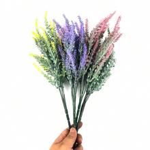 1pc Purple Plastic Lavender Bouquet Artificial Flowers For Diy Crafts, Wedding Decorations And Provencal Style Home Display, Height: 37cm - Purple - View 3