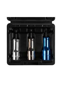 1 Set 3 Pieces 1/4 Inch Rv Nut Driver Set, Quick Release Hex Shank 17mm 19mm 21mm Nut Driver Set, Cr-v Steel, Electroplating Process Socket Tool Set - Black - View 1