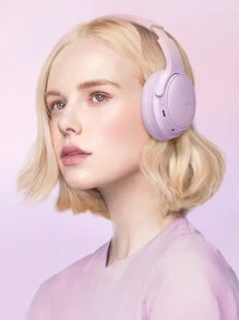 Picun Queen 無線耳機,帶麥克風的耳罩式耳機,可折疊且輕巧,支持tf/sd卡,可插上電腦或手機使用的有線模式 - 紫色 - 查看 3