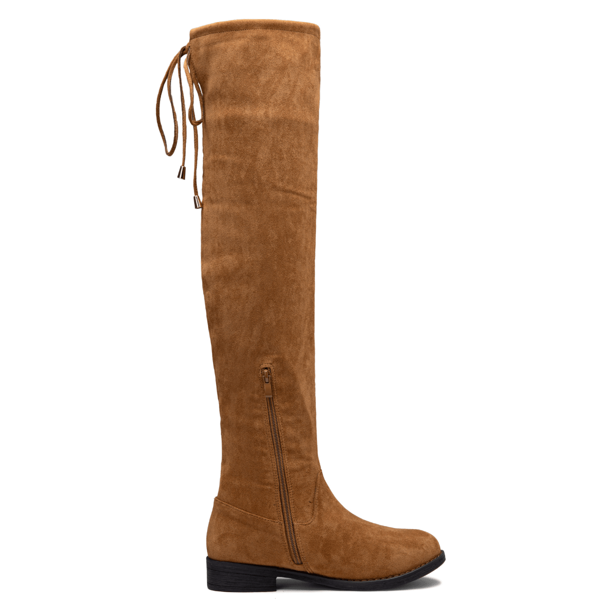 Women's 998 Suede Over The Knee High Boots Low Flat Heel Elastic Tie
