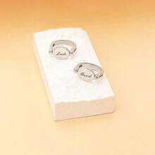 1pc Unisex Stainless Steel Rotatable Lucky Ring, Decompression Ring - Silver - View 3