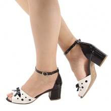 Women Heeled Sandals - Black and White - View 2