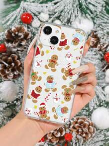1pc Painted Christmas Gingerbread Man Printed Phone Case Compatible With Iphone - Multicolor - View 1