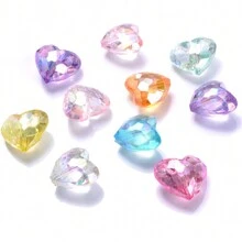 20入組12x19mm亞克力AB顏色透明珠子帶洞DIY首飾製作,心形