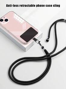 Retractable Phone Case Crossbody Lanyard - Black - View 1