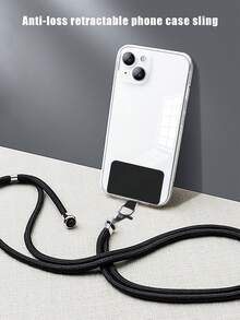 Retractable Phone Case Crossbody Lanyard - Black - View 2