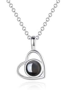 1入組簡約風925純銀心項鍊-完美時尚禮品適用於每天穿戴