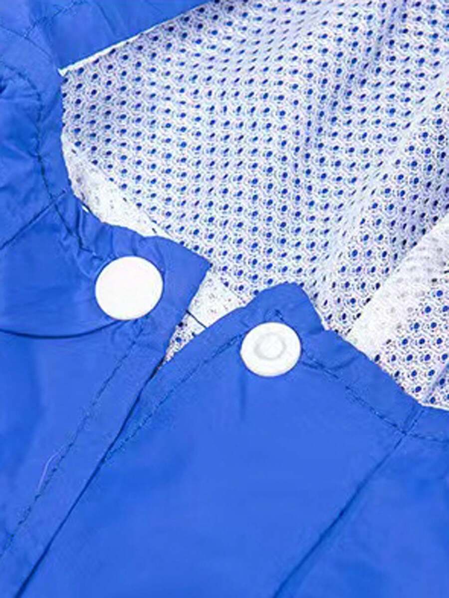 1pc DoubleLayered, Hooded, BuckleClosed Raincoat Made Of