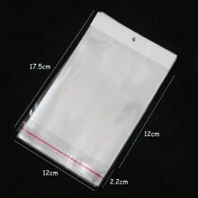 100 个透明自封粘性袋 OPP 袋塑料储物袋带挂孔适用于珠宝展示包装 - 無色 - 查看 26