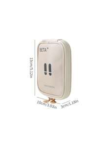 1pc Portable Travel Medicine Bag, Minimalist Pu Leather First Aid Kit Pouch For Business Trip And Tourism Storage For Travel Storage Bag,Makeup Bag,Cosmetic Bag,Vacation Organizer,Large Capacity Makeup Organizer Makeup Case, For Lipstick, Brush, Skincare, Mobile Phone, Coin, Small Items, For Home,Gift,Vacation And Festival Halloween Christmas Multifunctional Use,Boho Vibes - Beige - View 3