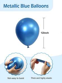 50个12英寸生日派对气球，毕业典礼，丛林探险，野外派对装饰 - 藍色 - 查看 2