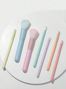 7pcs/Set Multicolor Macaron Makeup Brush Set, Including Powder Brush, Contour Brush, Blending Brush, Eyeshadow Brush And More, Ideal For Beauty Essentials