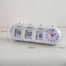 1pc Desktop Alarm Clock With Manual Flip Cover, Vintage Quartz Design, Display Date And Month, Modern Style Folding Calendar Clock, Plastic Countdown Process, Simple Decoration For Bedroom Bedside Table, Home Decor, Office Desk Accessories,Home Decor ,Room Decor Digital Clock Bedroom Decor Dormitory Decor Back To School School Decor School Surprise