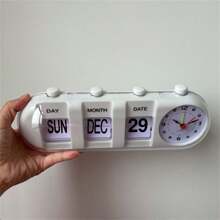 1pc Desktop Alarm Clock With Manual Flip Cover, Vintage Quartz Design, Display Date And Month, Modern Style Folding Calendar Clock, Plastic Countdown Process, Simple Decoration For Bedroom Bedside Table, Home Decor, Office Desk Accessories,Home Decor ,Room Decor Digital Clock Bedroom Decor Dormitory Decor Back To School School Decor School Surprise