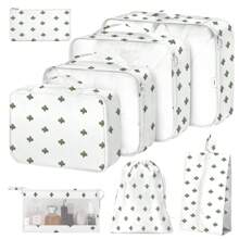 7 件/8 件旅行收纳袋，衣服鞋子化妆品洗漱用品收纳袋，（米色、蓝色、灰色、粉色） - 白色 - 查看 1