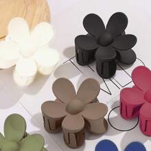 6pcs Matte Sweet Colored Flower Shaped Hair Claw Clamp, Random Color Cute Casual - Multicolor - View 2