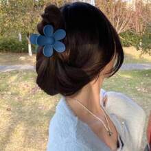 6pcs Matte Sweet Colored Flower Shaped Hair Claw Clamp, Random Color Cute Casual - Multicolor - View 3