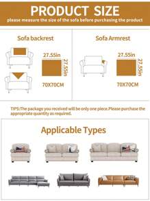 1pc Kain Perca Sofa Handuk Minimalis Polyester Non-slip Sofa Cover Selimut Untuk Ruang tamu, Semua Musim - Krem - View 3