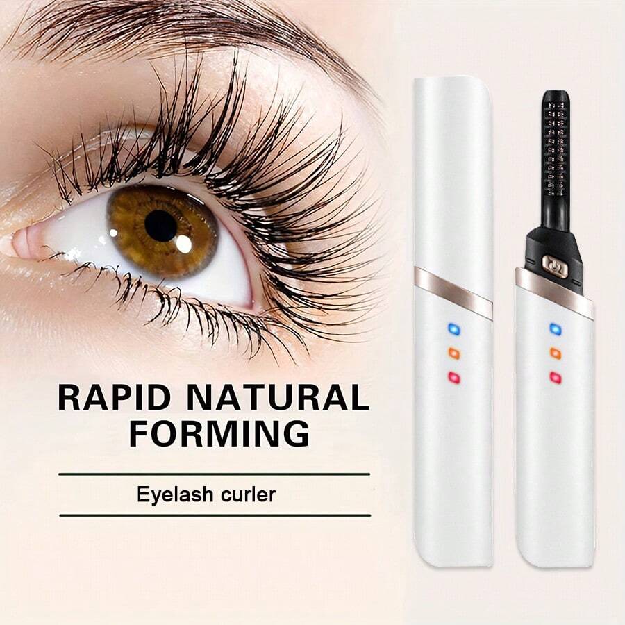 Electric Eyelash Curler With Heat & 3 Temperature Modes For Long-lasting Curled Eyelashes - White - View 1
