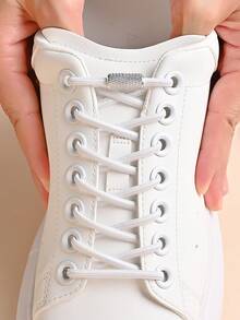 1雙螺旋線帽白色無繫帶時尚彈性運動鞋鞋帶,適用於運動鞋,運動鞋