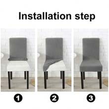 4 Protective Covers For Dining Chairs, Office, Elastic - 灰色 - 查看 2