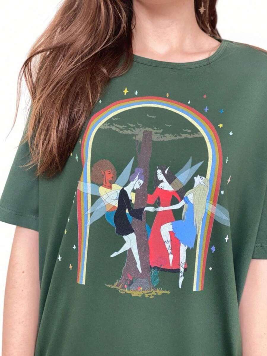 Women T-Shirts - 墨綠色 - 查看 1