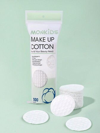 MONKIDS 100 片圆形卸妆棉，3D 珍珠图案和厚边超柔软洁面巾，适用于面部保养、化妆、护肤、居家或旅行使用、护肤、客厅家居卧室浴室家居装饰、旅行用品、婚礼、派对、生日、送给男士妈妈爸爸朋友的礼物、新年、配饰、有趣的礼品配件