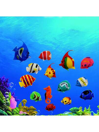 10入組人造魚裝飾用品適用於水族館風景,隨機色