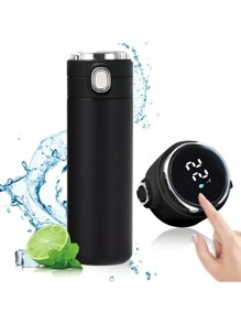 Termo Inteligente 400 ml, Botella de Agua Deportiva de Vacío Aislada, Mantiene el Calor y el Frío Durante 6 Horas, Termo para Cafa de Acero Inoxidable y Termo a Prueba de Fugas Taza de Café de Viaje - Negro - Ver 7