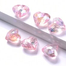 20入組12x19mm亞克力AB顏色透明珠子帶洞DIY首飾製作,心形