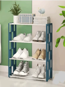 1 peça Organizador plástico sapato armazenar minimalista multicamada sapato prateleira e armazenar para piso - Multicolorido - Visão 6