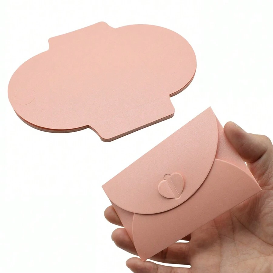 20pcs Pink Envelope Thick Cardboard Small Foldable DIY Paper Envelopes Self Locking Buckle Letter Gift Card Cover - Pink - View 1