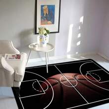 1入現代風格籃球場圖案地毯地毯,防滑與耐磨 - 彩色 - 查看 3