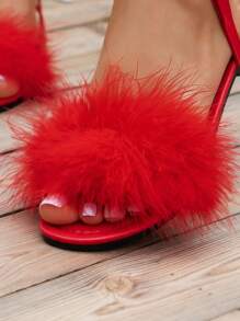 Sandalias planas de moda de mujer con decoración de piel, zapatillas de playa informales con correa, zapatos de gran tamaño para mujer europeos y americanos - Rojo - Ver 6