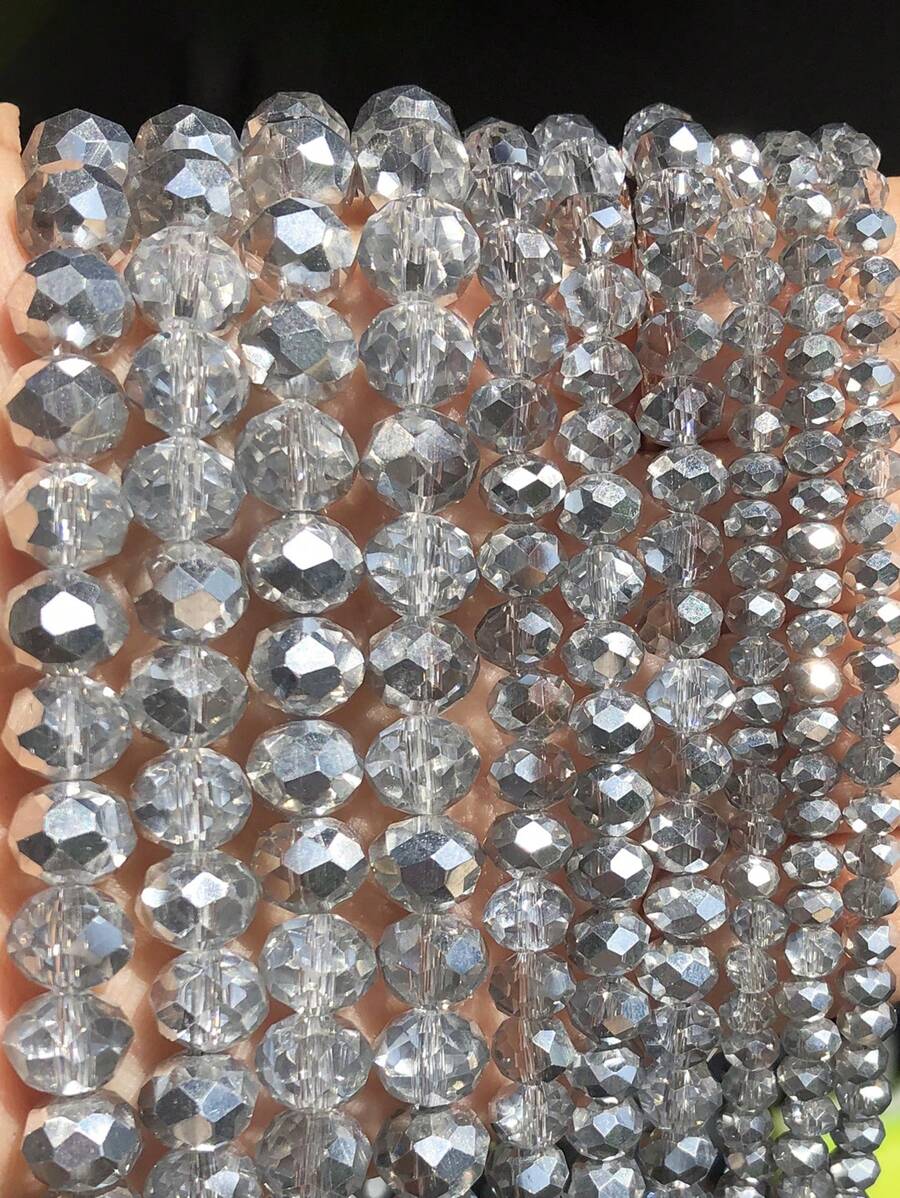 AB Clear Rondelle Crystal Beads Faceted Czech Glass Beads Loose Spacer Beads for Jewelry Making DIY Bracelet Accessories - Silver - View 1
