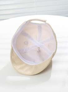 1件中性嬰兒棒球帽，卡通3D熊設計，加厚厚實，適用於秋冬季節 - 米色 - 查看 6