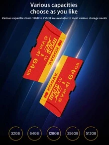 Kodak Original  Memory Card 64GB 128GB 256GB U3 4K Micro SD Card 32GB SDHC UHS-I C10 A1 V30 TF Trans Flash Microsd With Adapter - Red - View 6