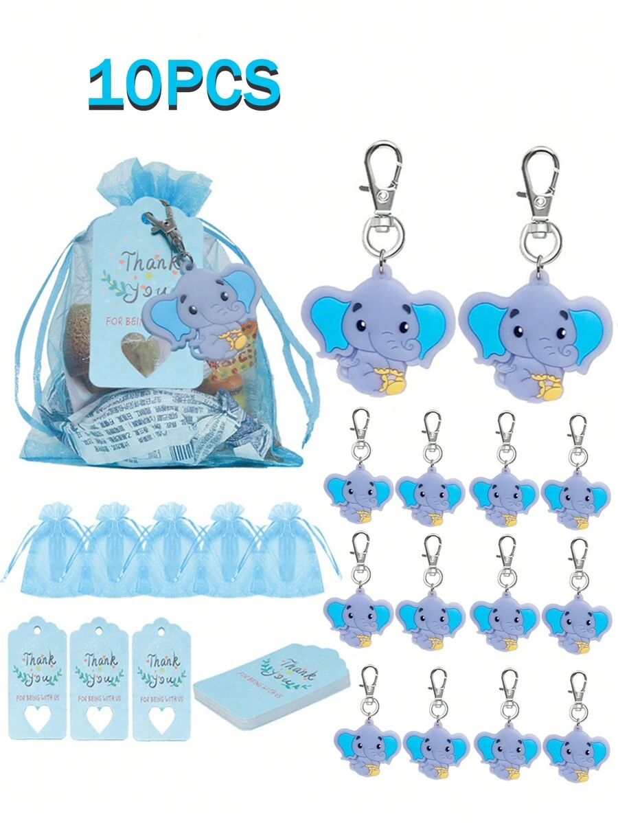 10 件裝大象主題嬰兒洗禮/生日/1 歲生日派對用品 - 藍色 - 查看 1