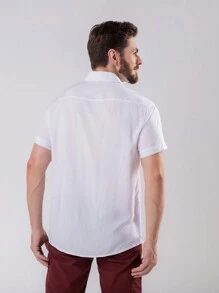 Manflnity Basics Homens 1 peca Camisa Solido Abotoar
