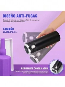 Termo Inteligente 400 ml, Botella de Agua Deportiva de Vacío Aislada, Mantiene el Calor y el Frío Durante 6 Horas, Termo para Cafa de Acero Inoxidable y Termo a Prueba de Fugas Taza de Café de Viaje - Negro - Ver 2