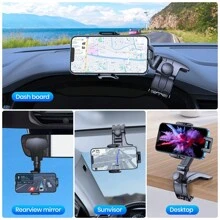 TOPK Car Phone Holder, Compatible With Dashboard, [Multi-Angle & Steady] Adjustable Car Phone Mount With Non-Slip Silicone Clamp, Fit For All Smartphones - Black - View 5