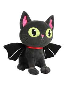 Molutian 28 公分/11.02 吋萬聖節毛絨萬聖節蝙蝠貓毛絨萬聖節蝙蝠毛絨黑貓毛絨可愛動漫卡通貓毛絨動物人物玩具毛絨枕頭節日禮物萬聖節家居裝飾 - 黑色 - 查看 6