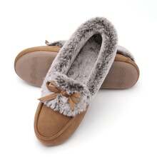Slippers For Women  House Moccasins Indoor Outdoor Shoes - Cà phê nâu - Xem 5