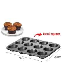 DeTODO Tray Mold For 12 Cupcakes Muffins Non-Stick Pastry - Xám - Xem 2