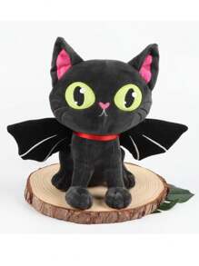 Molutian 28 公分/11.02 吋萬聖節毛絨萬聖節蝙蝠貓毛絨萬聖節蝙蝠毛絨黑貓毛絨可愛動漫卡通貓毛絨動物人物玩具毛絨枕頭節日禮物萬聖節家居裝飾 - 黑色 - 查看 5