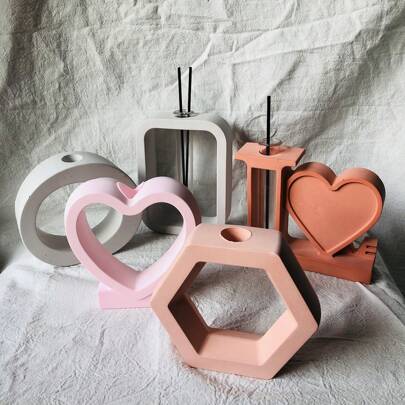 Heart Shaped Silicone Mold For Hydroponic Plant Tube, Rectangular Silicone Mold For Water Plant Container, Aromatherapy Stick Storage Cup, Gypsum Mold For Home Decoration Diy
