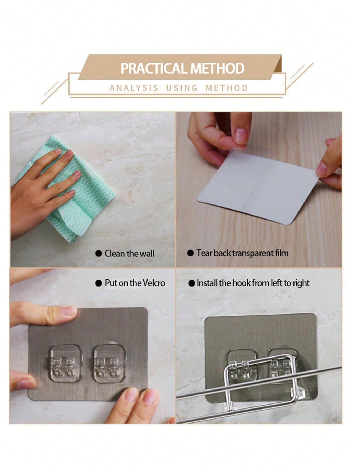 No Drill Towel Holder, Towel Rack, Bathroom Hooks, Wall Mounted Towel