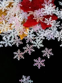 1包亮白色雪花剪纸，约300片，适用于婚礼、派对装饰、DIY圣诞装饰品、圣诞家居装饰、圣诞礼物、圣诞摆件 - 白色 - 查看 5