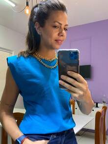 Women T-Shirts - Teal Blue - View 2